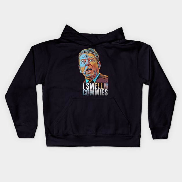 Ronald Reagan President i smell commies american apparel Kids Hoodie by Horisondesignz